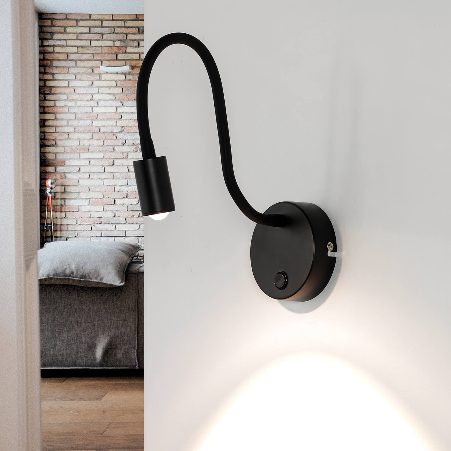 Acegoo LED Leselampe Bett - Dimmbar Schwanenhals Lampe 3000K Schwarz